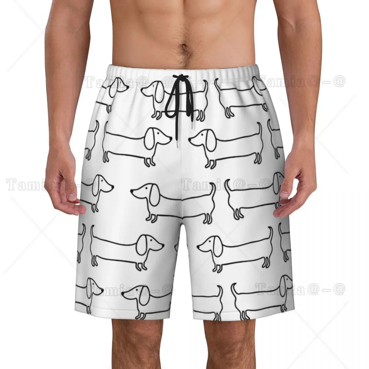 

Kawaii Dachshund Board Shorts Men Casual Beach Shorts Briefs Wiener Sausage Dog Quick Dry Swimming Trunks