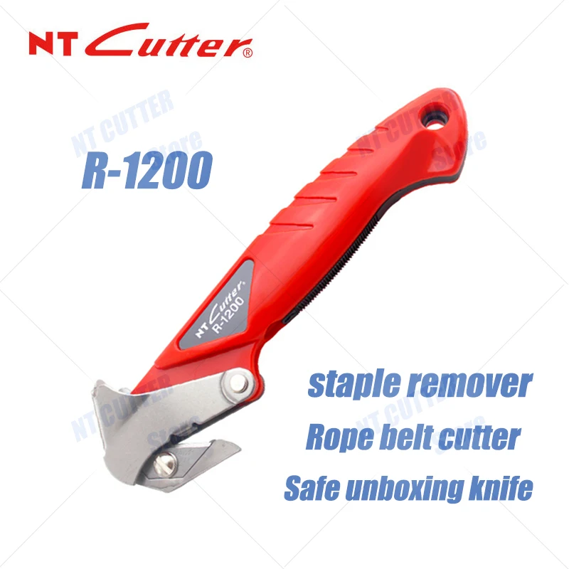 Japanese original NT Cutter R-1200P multi-functional powerful box opener, nail pry, cardboard cutting utility knife, strapping tape, rope cutter safety knife, equipped with 2 blades, woodpecker cutter