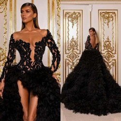 Popular A-Line Gown Prom Dresses Ruffles Flowers Pattern Organza Celebrity Party Evening Dresses Plus Size Custom Size Color