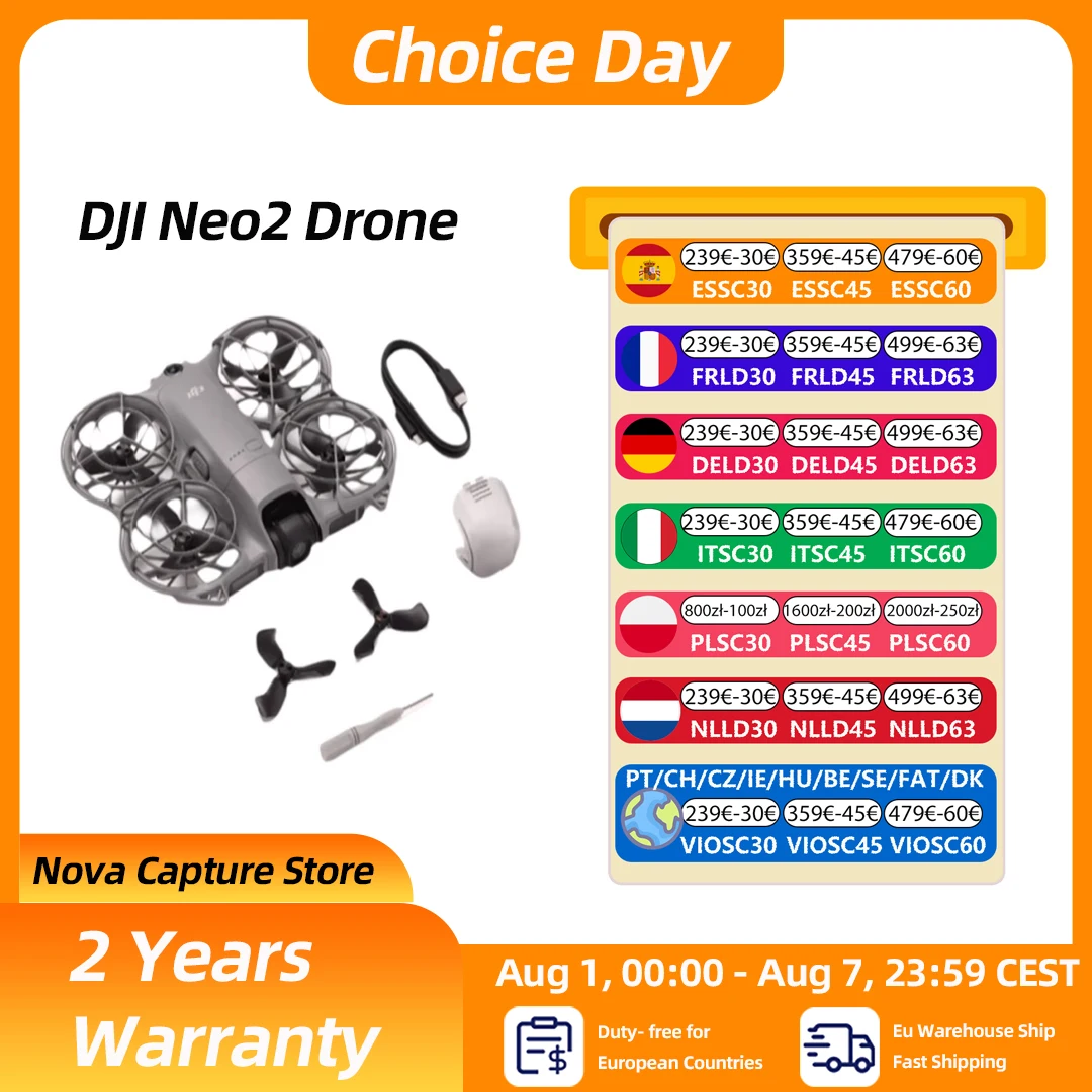 Dron DJI Neo2 con Cámara, Video 4K Estabilizado, 151g Ligero y Portátil, Protec…