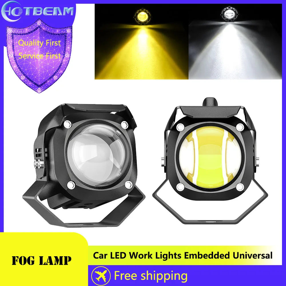 

Motorcycle LED Spotlights White Yellow Dual Color High Low Beam LED Headlights High Brightness 6000LM Direct Shooting Fog Lights