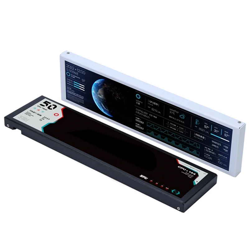 

9,2-дюймовый дополнительный USB-экран 1920x462 IPS Smart Screen LCD для мониторинга процессора, ОЗУ, жесткого диска и погоды, без AIDA64, белый [To&On-e]