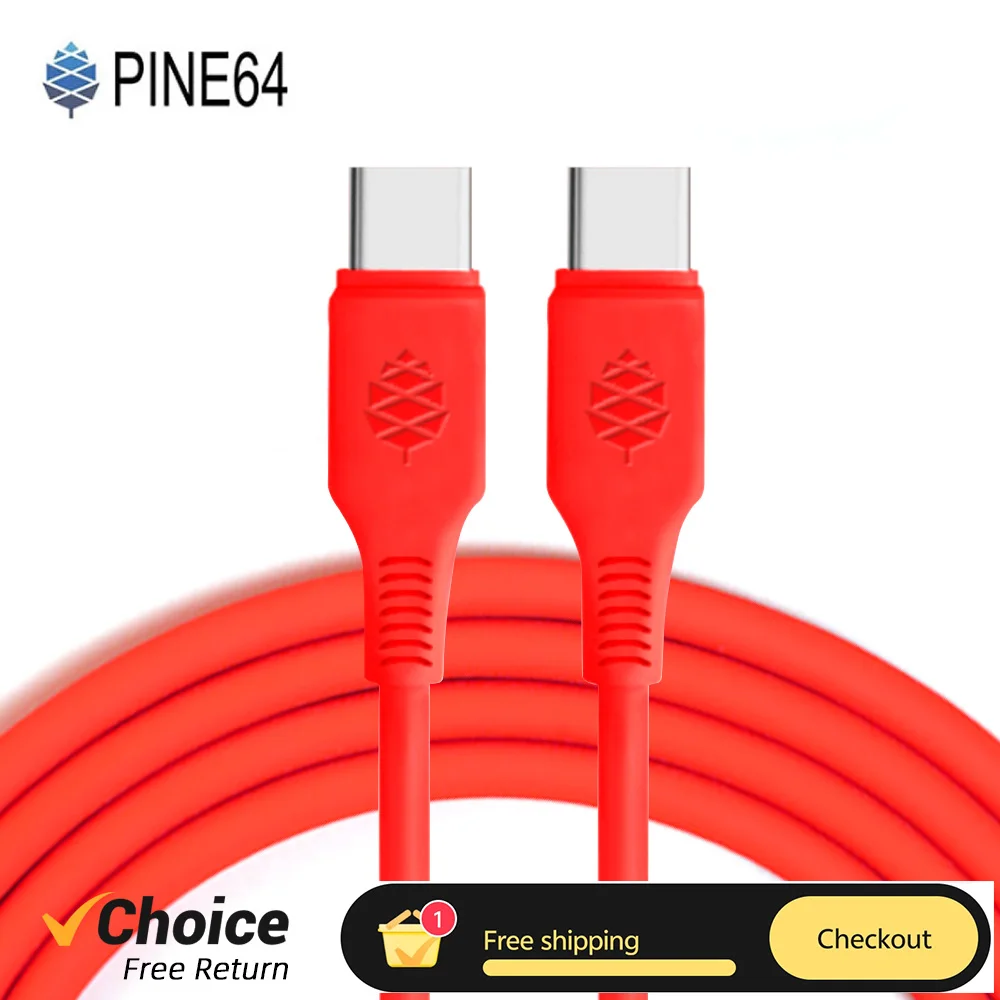 Original Pine64 USB Type-C to TypeC Silicone Power Charging Cable For Pinecil Electric Soldering Iron PinePhone and Pinebook Pro