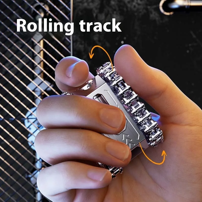 Tank Gear Fidget Spinner Piastra di spinta magnetica EDC con catena e clic tattili Giocattolo antistress in metallo duro per adulti