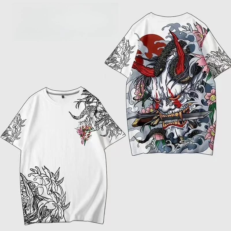 Mens T Shirt 3D Ghost Print Black White Streetwear Harajuku Unisex Loose Fit Short Sleeve Casual Fashion Trend New Arrival Youth