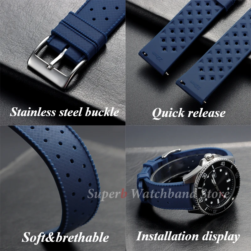 18 مللي متر 20 مللي متر 22 مللي متر الاستوائية حزام ساعة سيليكون الإفراج السريع حزام (استيك) ساعة ل Seiko ل أوريس الغوص سوار مطاط مقاوم للمياه