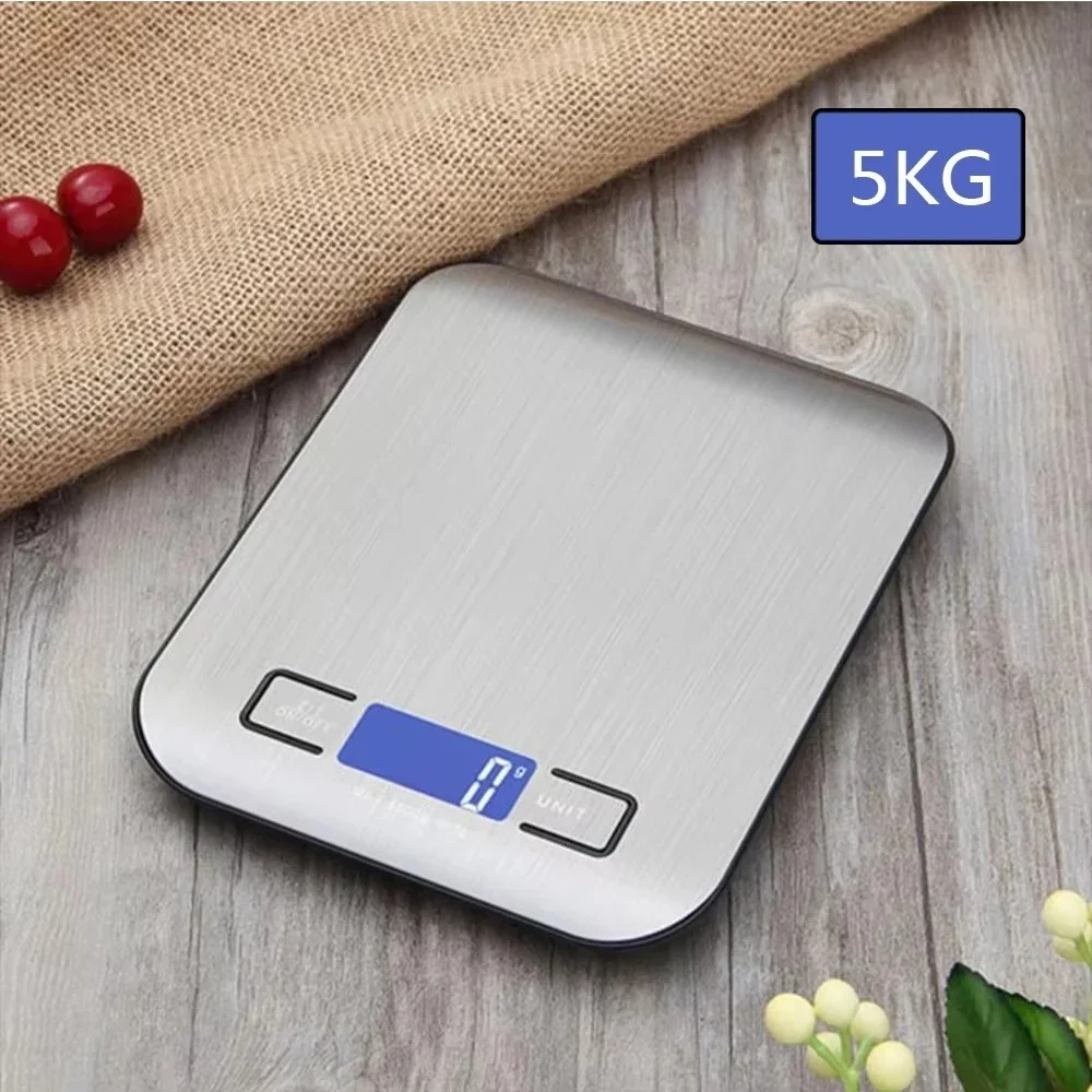 Balança de Cozinha Portátil 10/5kg 1g, Balança Eletrônica para Café, Superfície de Aço Inoxidável, LCD Retroiluminado, Ferramenta de Pesagem de Alimentos