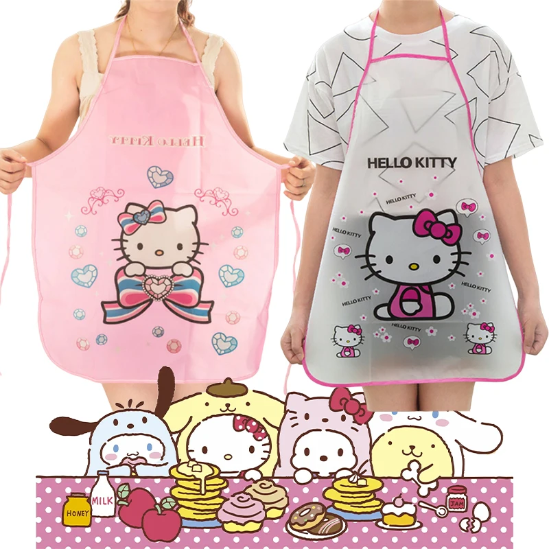 70x50cm Sanrio Hello Kitty Women Apron Kitchen Household Adult Cooking Baking Home Clean Antifouling Apron Sleeveless Waterproof