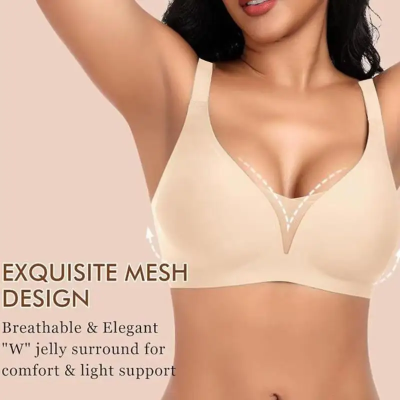 

Sexy Sl Underwear Women's Thin Fixed Cup Bra Reduce Side Breast Effect Invisible Innerwear Large Size Appear Small