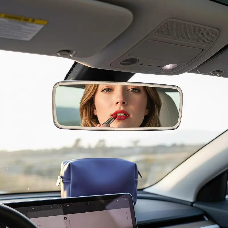 HD Auto Vanity Makeup Mirror Stainless Steel Universal Car Sun Visor Mirror Scratch Proof Car Interior Accessory for Girls