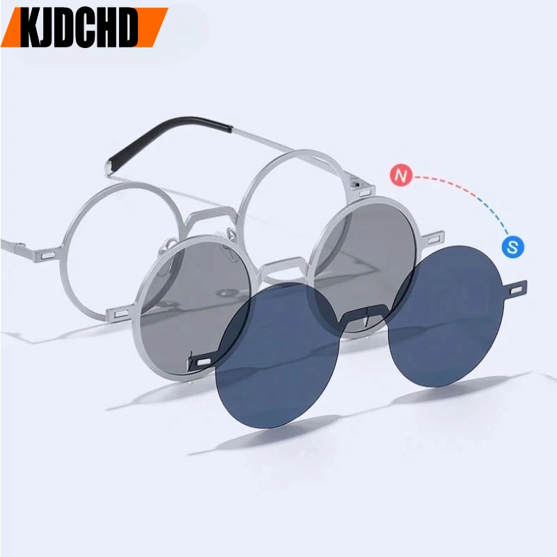 KJDCHD New Adjustable Darkness Rotating Polarization Reading glasses Round Magnetic Clip Sunglasses Eyewear Prescription Glasses