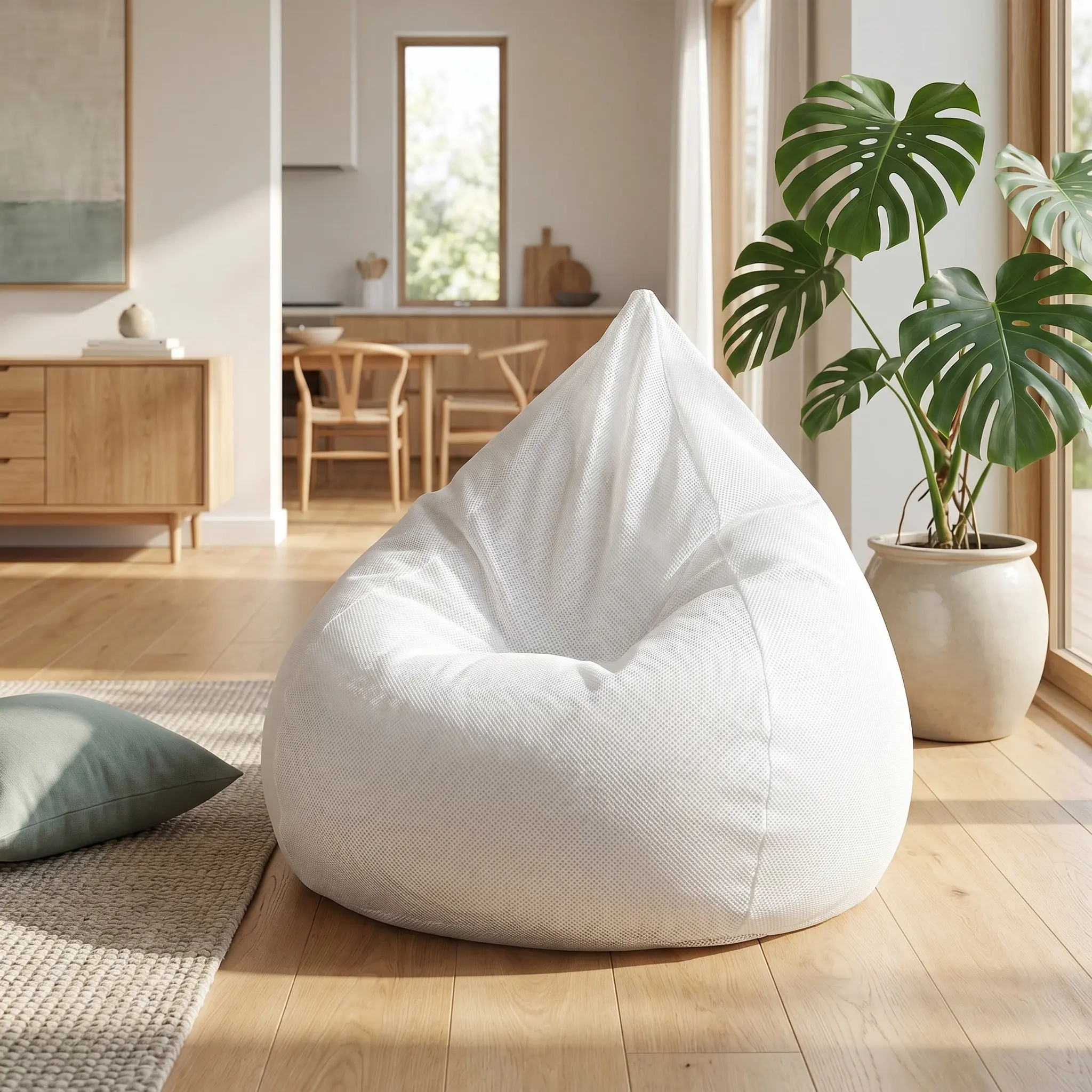 Lazy Sofa Inner Sleeve Mesh Bean Bag No Filler Large 53x43 Breathable Liner Cover for Lounge Seating Replacement