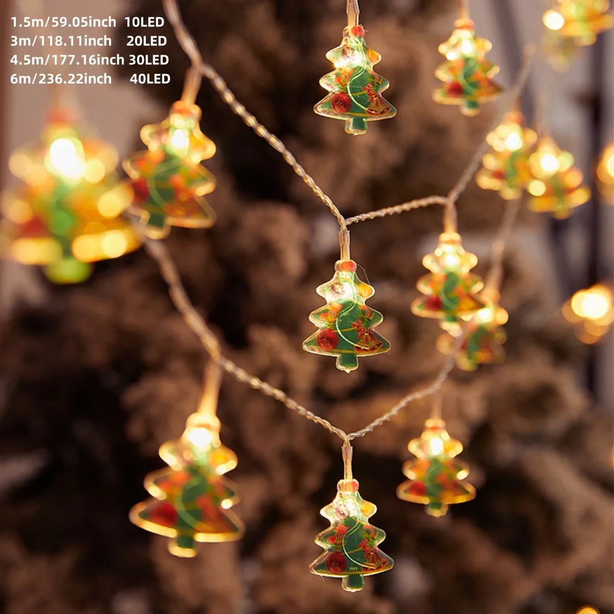 سلسلة أضواء عيد الميلاد LED تعمل بالبطارية ، رجل الثلج ، شجرة الكريسماس ، سانتا كلوز ، جو خرافي ، أضواء معلقة ، 1: 1000