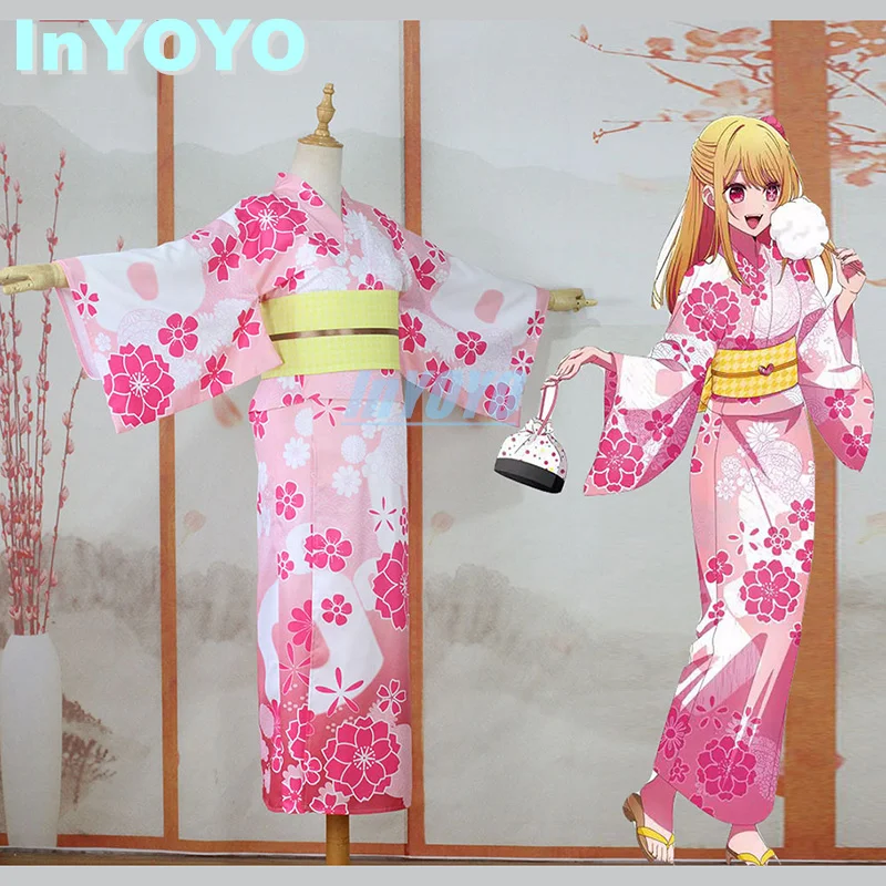 

InYOYO [Customized] Hoshino Rubii Cosplay Costume Oshi No Ko Sweet Kimono Dress Bathrobe Uniform Halloween Party Outfit Clothing