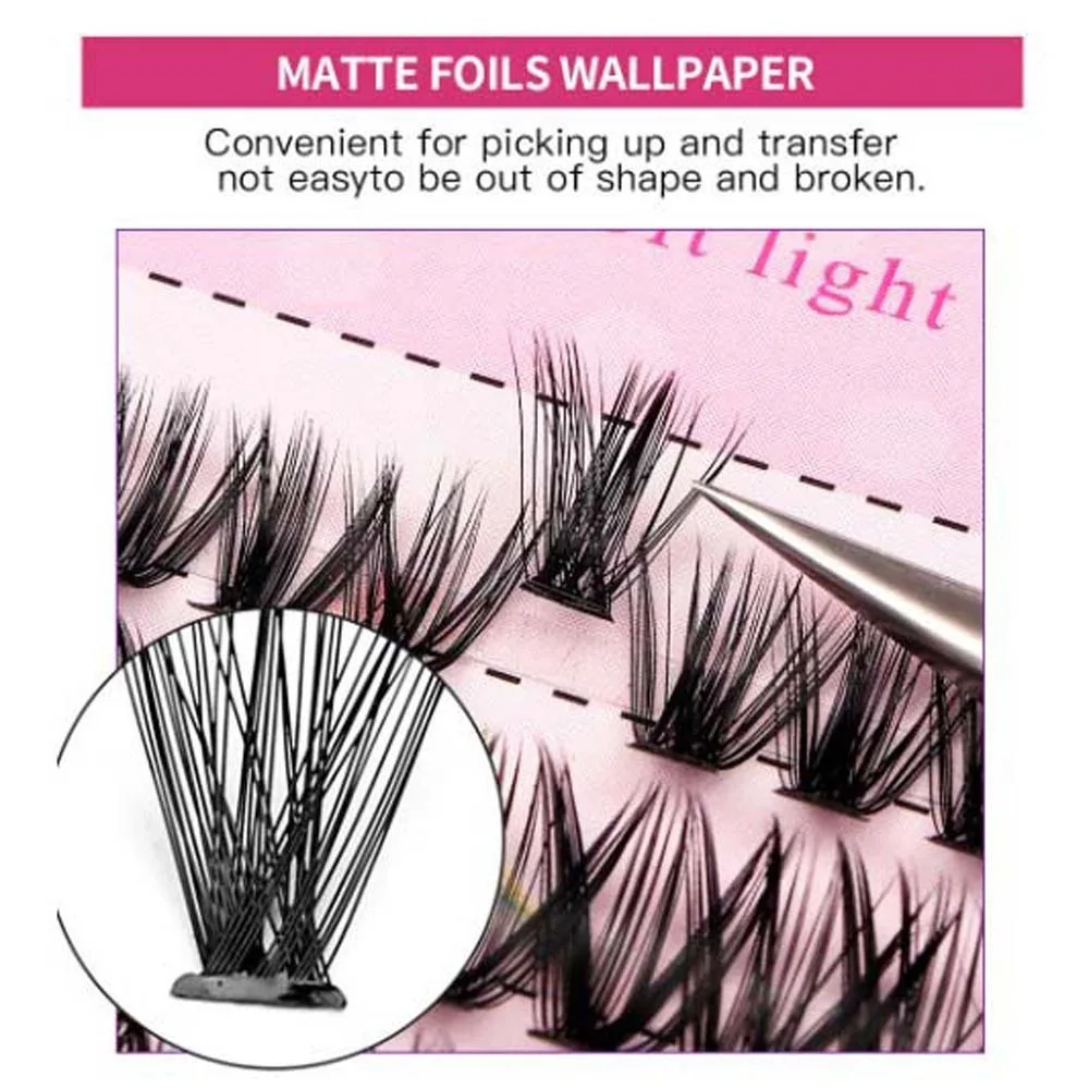 Segmentierte C-Locken-Falsche Wimpern, 8–16 mm, schräge, geflügelte, individuelle Cluster-Wimpern, natürliche, wiederverwendbare Wimpernverlängerungen