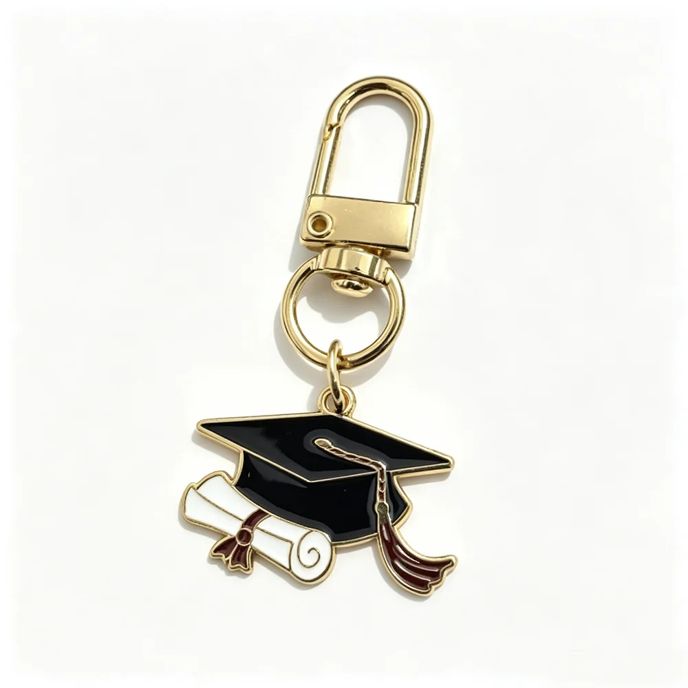 5 Designs Schlüsselanhänger mit Abschlusskappe, Metall-Diplom-Anhänger, Karabiner-Schlüsselring, Abschlussgeschenke für Schüler und Studenten – Detail 5