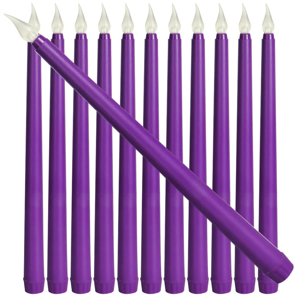 12Pcs LED Candlestick Flameless Battery Candles Simulated Light for Christmas Halloween Party Decor Battery Candles