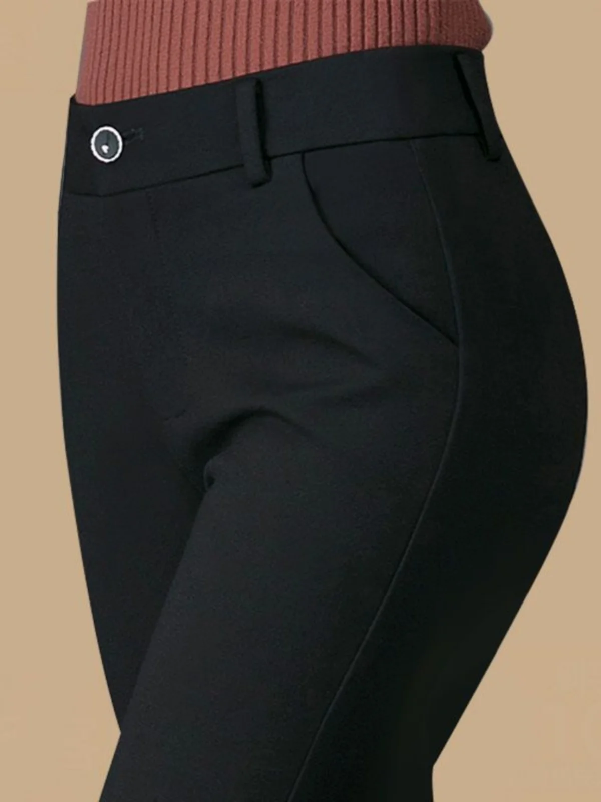 High Waist Slim Fit Suit Pants Women's Workwear Black Drapey Straight Leg Trousers Fashionable Long Pants Nine Points