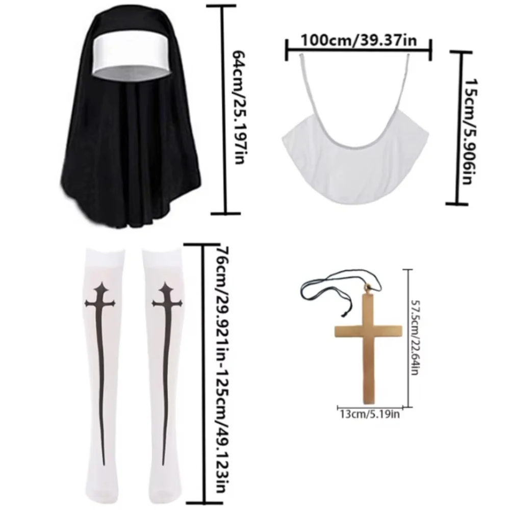 زي عادة الراهبة العتيق من PESENAR للبالغين - فستان تنكري للحفلات التنكرية على شكل كنيسة كرنفال الهالوين