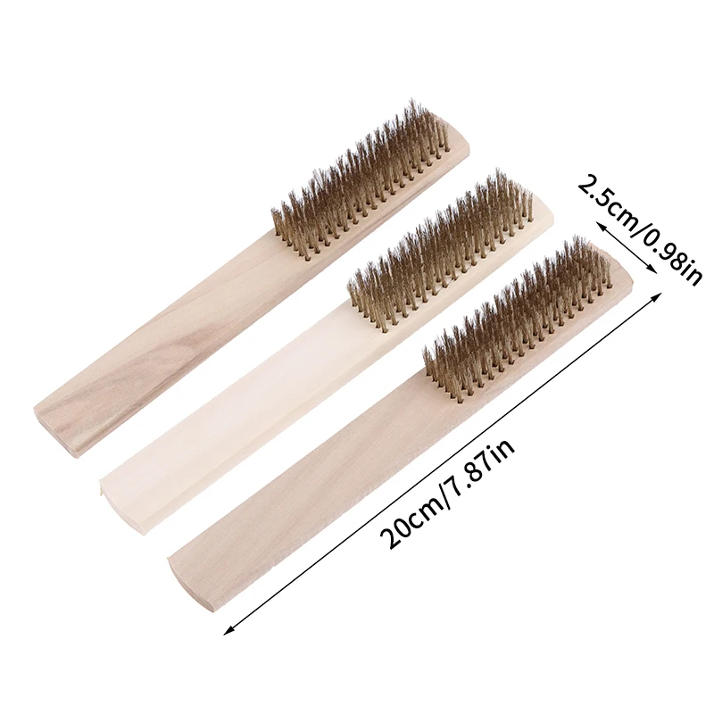 NEW 2/5/10Pcs Wood Handle Brass Wire Brush For Industrial Devices Surface/Inner Polishing Grinding Cleaning 6x16 Row Brushes
