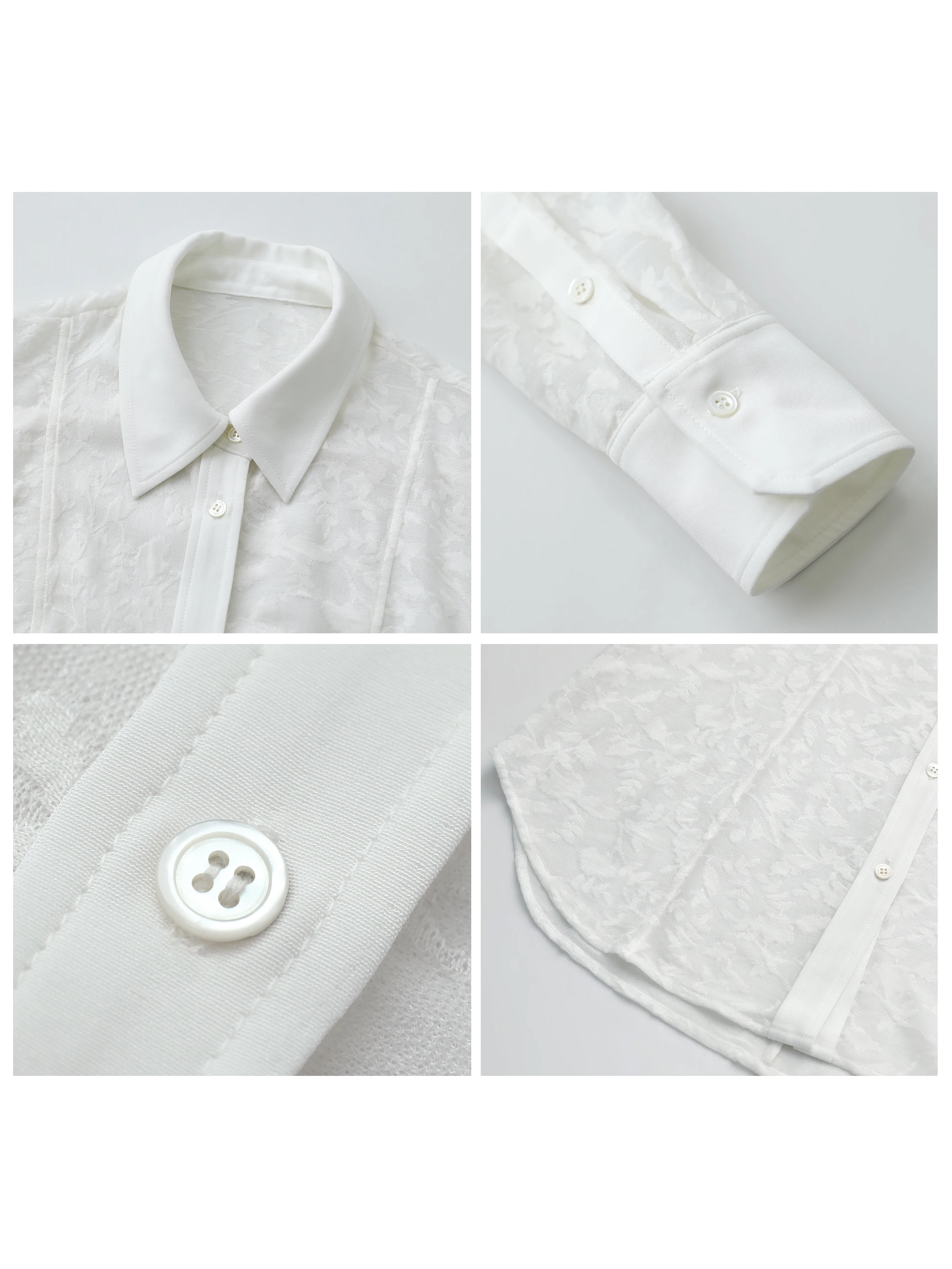 شيك فين قميص نسائي فضفاض غير رسمي على الوجهين دانتيل جاكار تصميم بلوزات بأكمام طويلة للمرأة ربيع الخريف 2025 الملابس