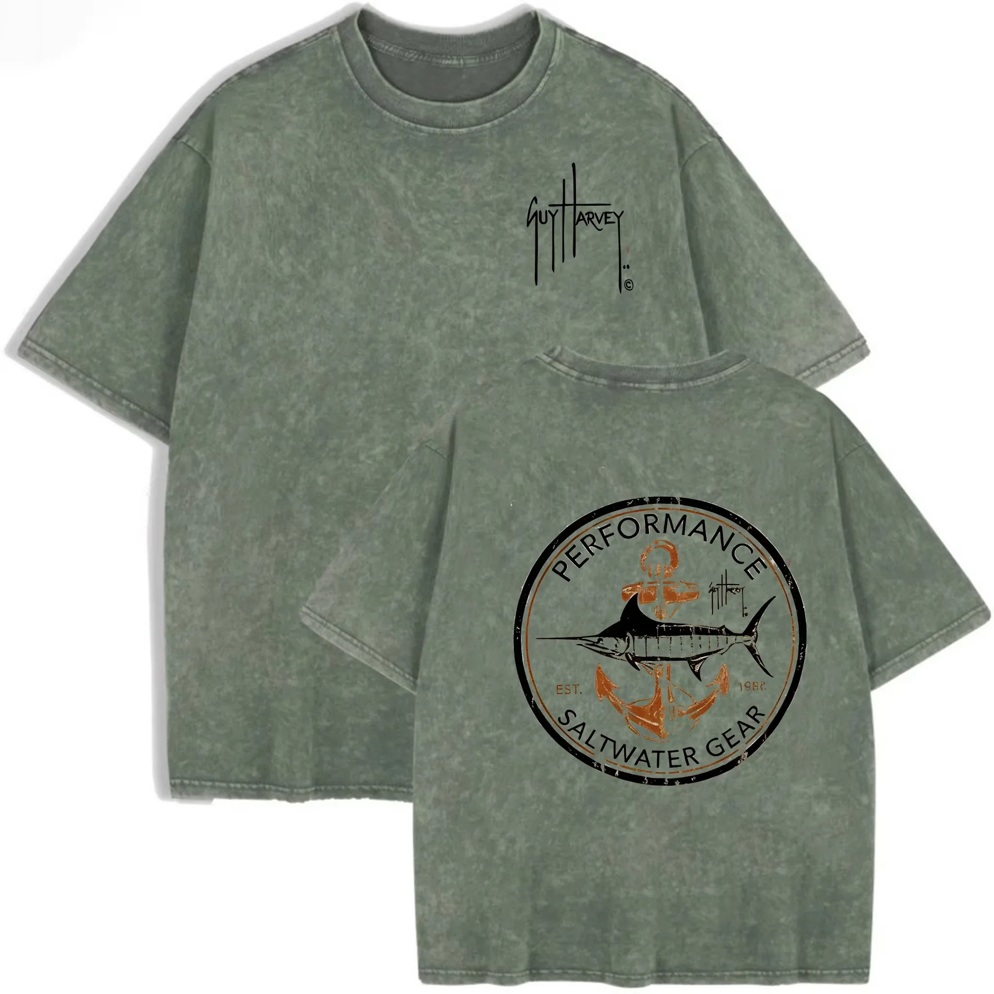 Washed Cotton Short Sleeve T-Shirt for Men | Vintage Washed Loose Fit Tee High Street Summer Tops Streetwear Hip Hop Style image 4