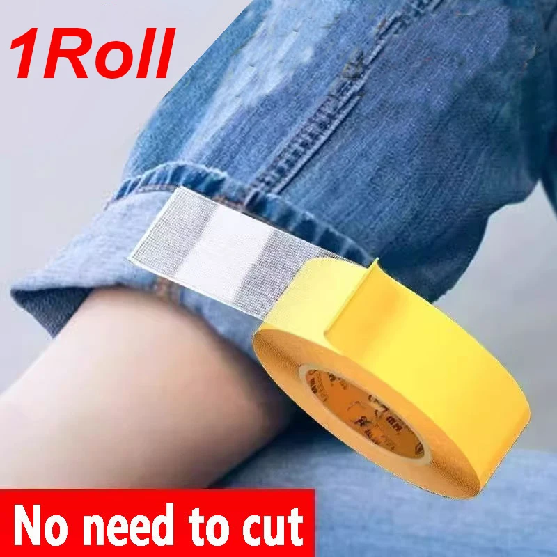 1 rollo de cinta adhesiva fuerte para tela, sin cortes ni marcas, adhesivo para las piernas de los pantalones, utilizado para costuras de tela y ropa.