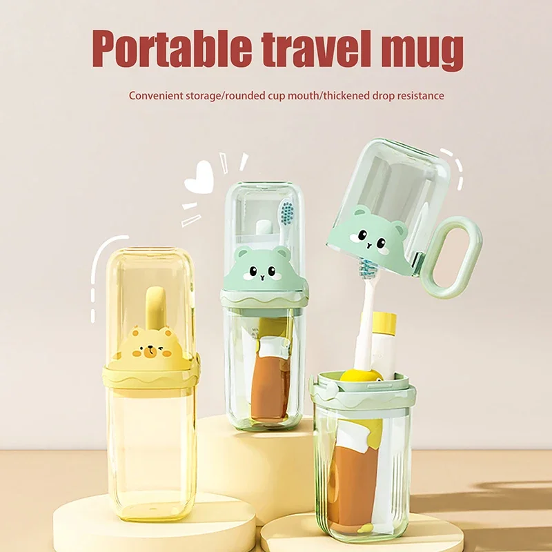 

Крышка чашки с рисунком из мультфильма, встроенная коробка для зубных щеток, портативный держатель для зубной пасты со слоном, держатель для зубных щеток, держатель для студенческого общежития