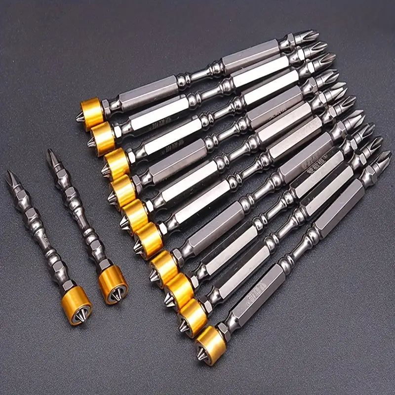 10pcs,65mm 110mm Multiple Sizes,4.33in 2.4in PH2 Magnetic Screwdriver,Strong Bits For Plasterboard Drywall Screw Driver