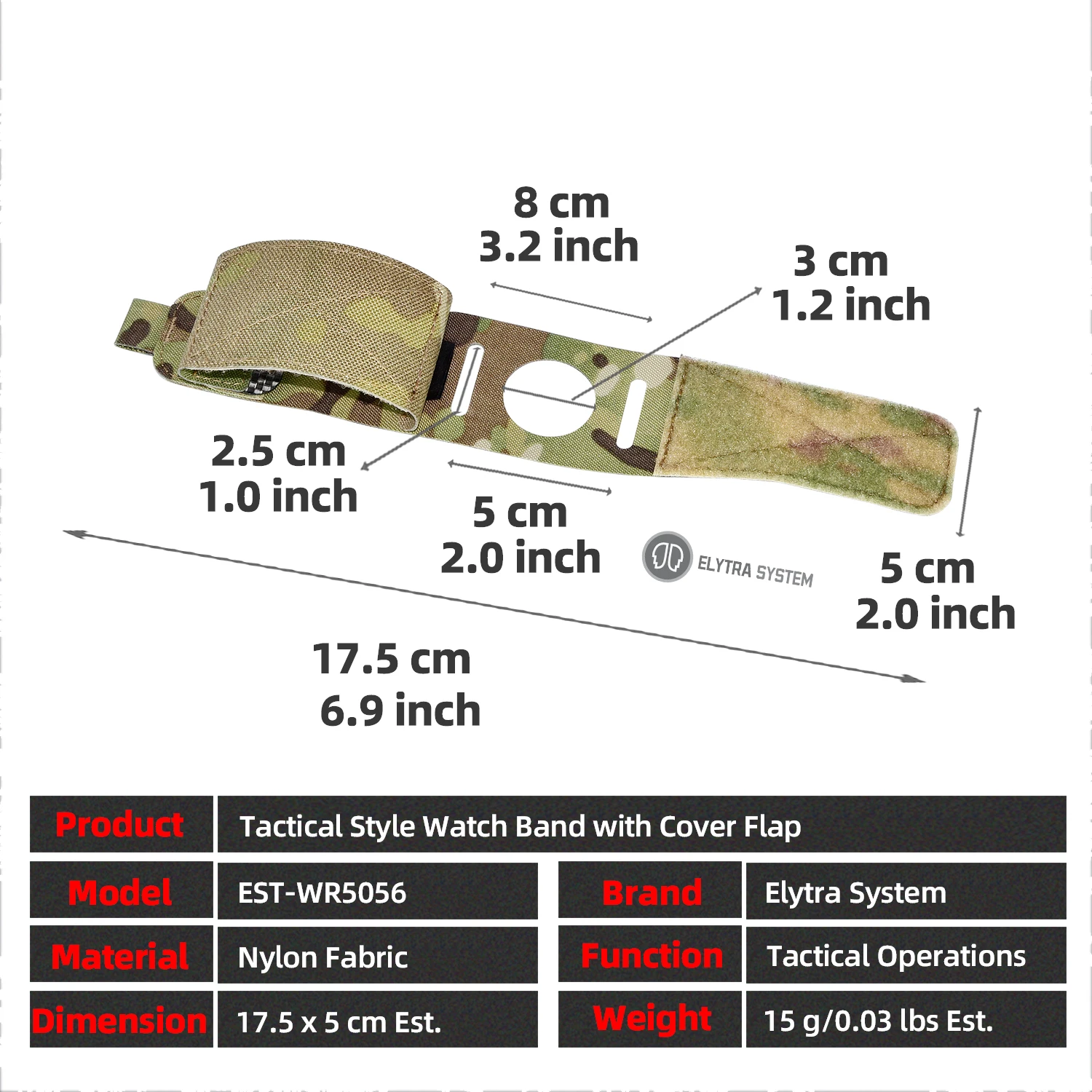 TACTICAL Uhrenarmband im Nylon-Stil mit Abdeckklappe, Smartwatch, kompatibel mit Herren und Damen, Outdoor-Jagduhrenarmbänder – Detail 1