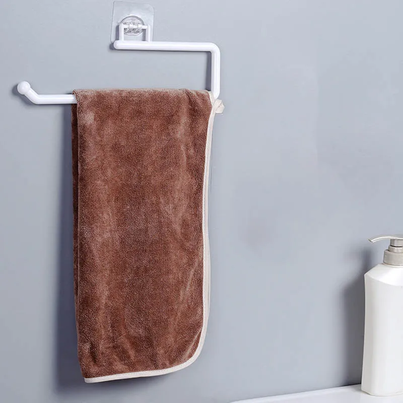 Punch-free Kitchen Paper Towel Rack Toilet Paper Roll Rack Hanger Wall-mounted Towel Bar Kitchen Bathroom Accessories