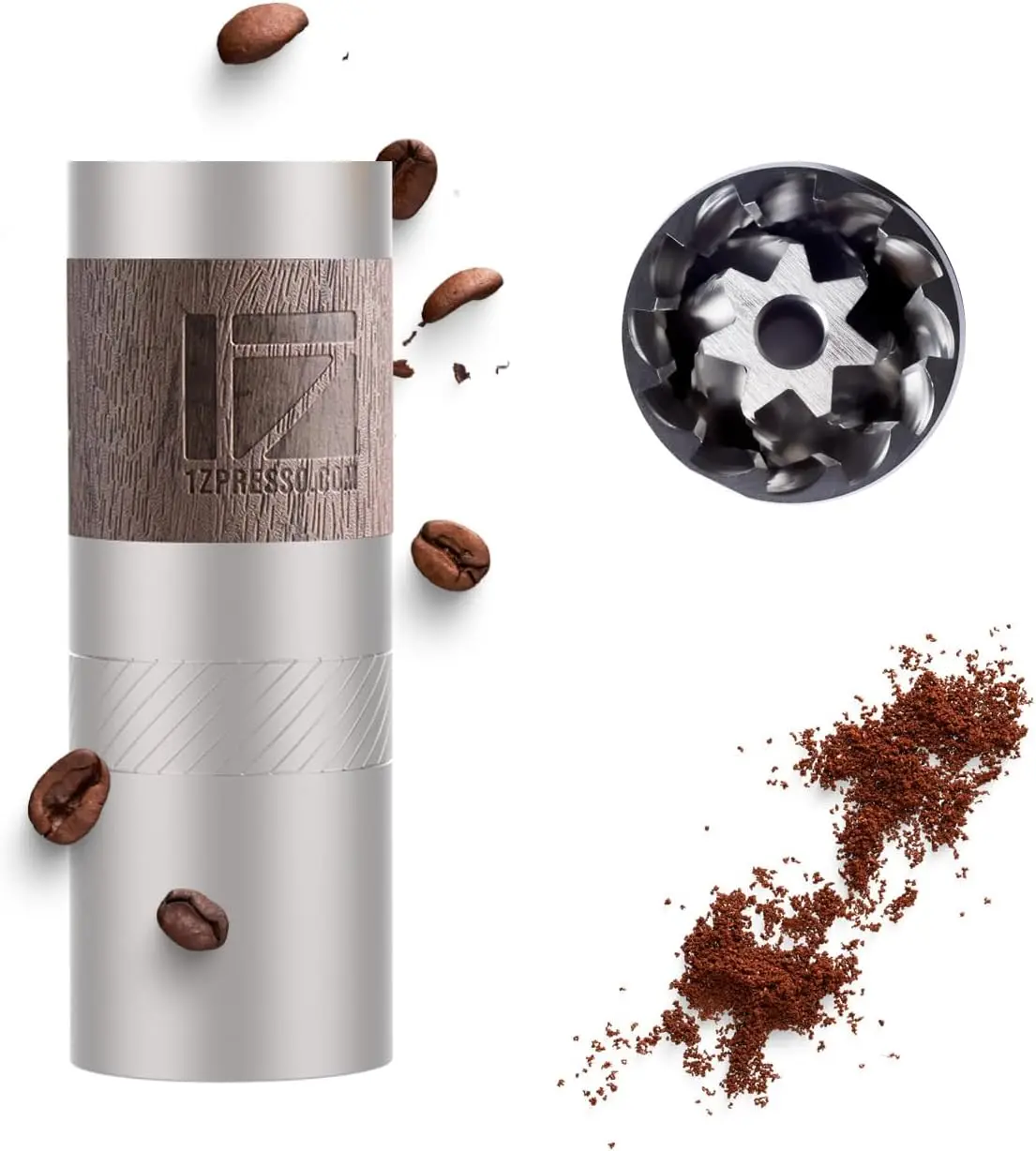 

Manual Coffee Grinder with Stainless Steel Burr, Foldable Handle for Drip, French Press, Cold Brew and Travel