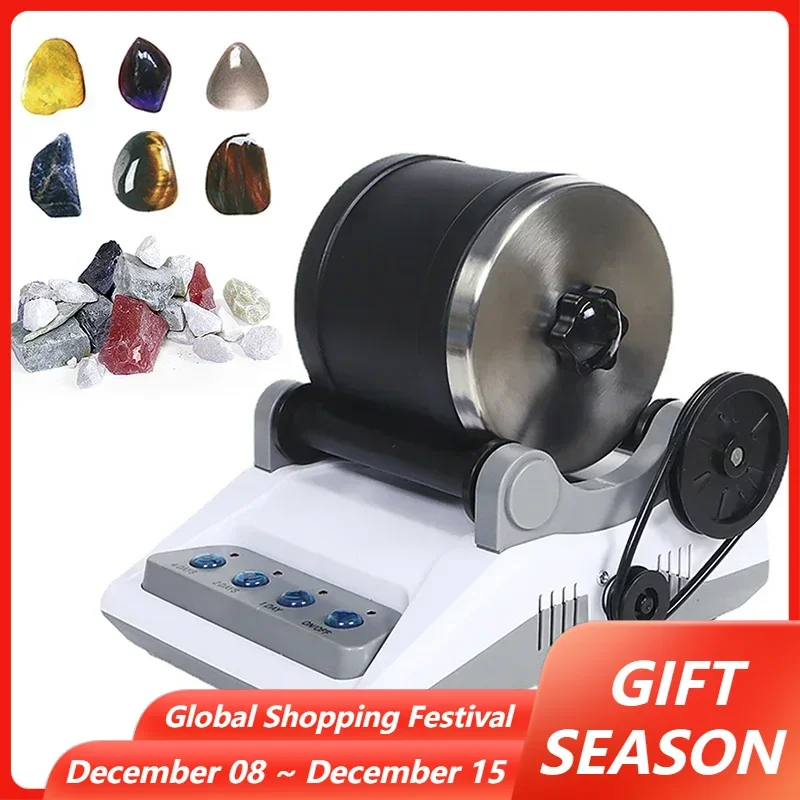 Rock Tumbler Kit DIY Electric Rock Tumbler Toy with Rough Gemstones Physical Science Experiment DIY Stone Polisher Grinder