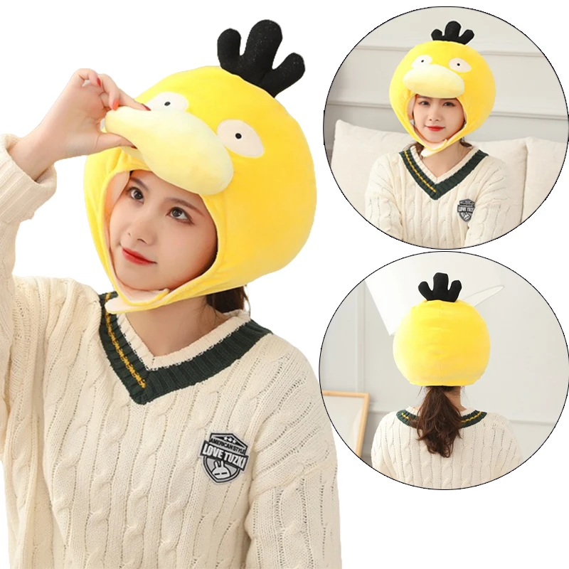 

Pikachu Psyduck Winter Soft Plush Cute Hats Sweet Pullover Women's Hats Korean Casual Kawaii Cartoon Thickening Keep Warm Hat