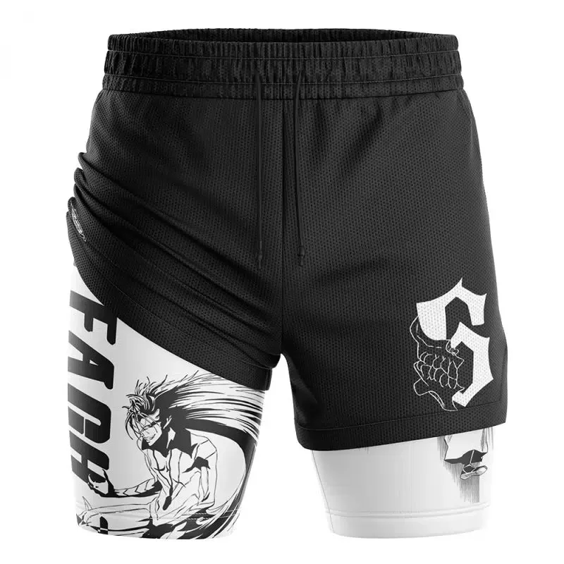 Double-layer Quick-dry Fake Two-piece Men's Sports Shorts