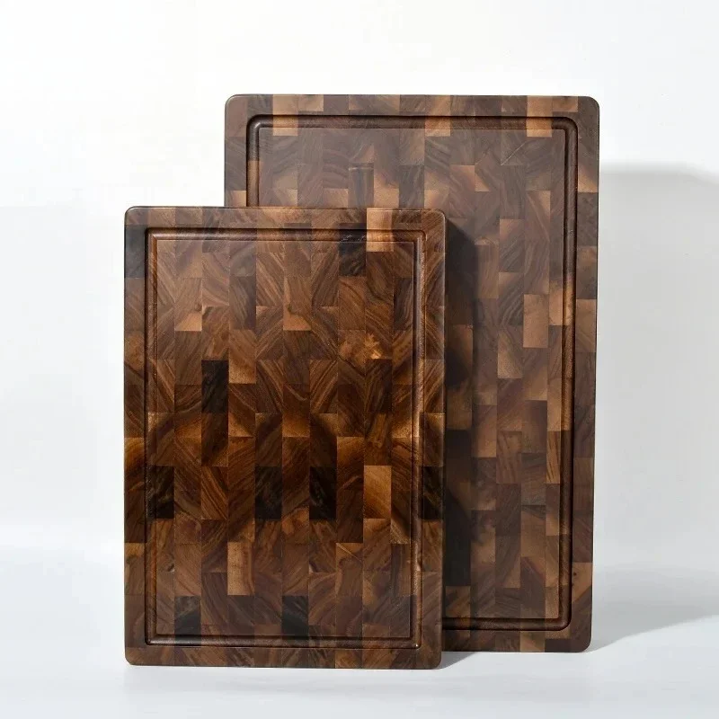 

Black Walnut Wood Cutting Board Set End Grain Wooden Butcher Block Chopping Board for Kitchen