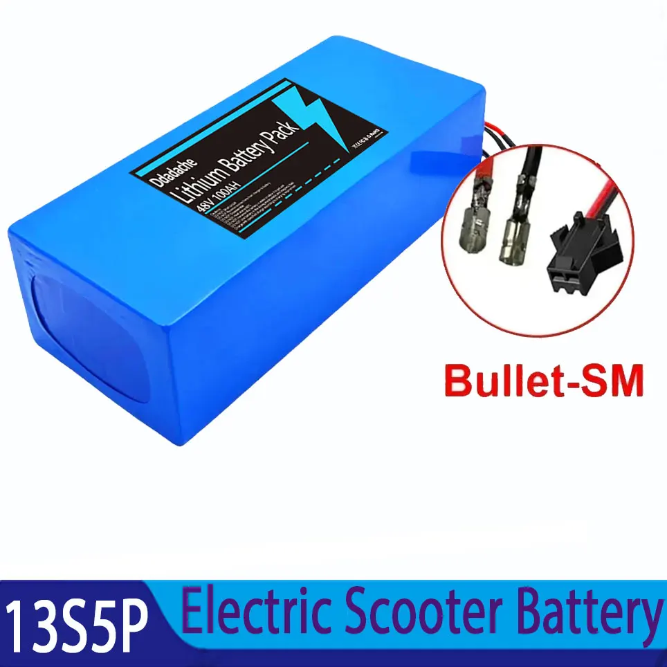 18650 batterijpakket geschikt voor 500-1000W motor 13S5P 48V 100000mAh oplaadbare lithiumbatterij, ingebouwd intelligent BMS