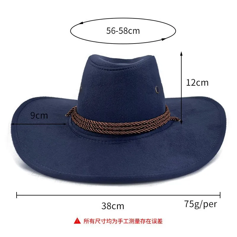 Autumn Winter Western Cowboy Hat for Men, Outdoor Sun Protection Hat, European Faux Suede Breathable Cap Versatile