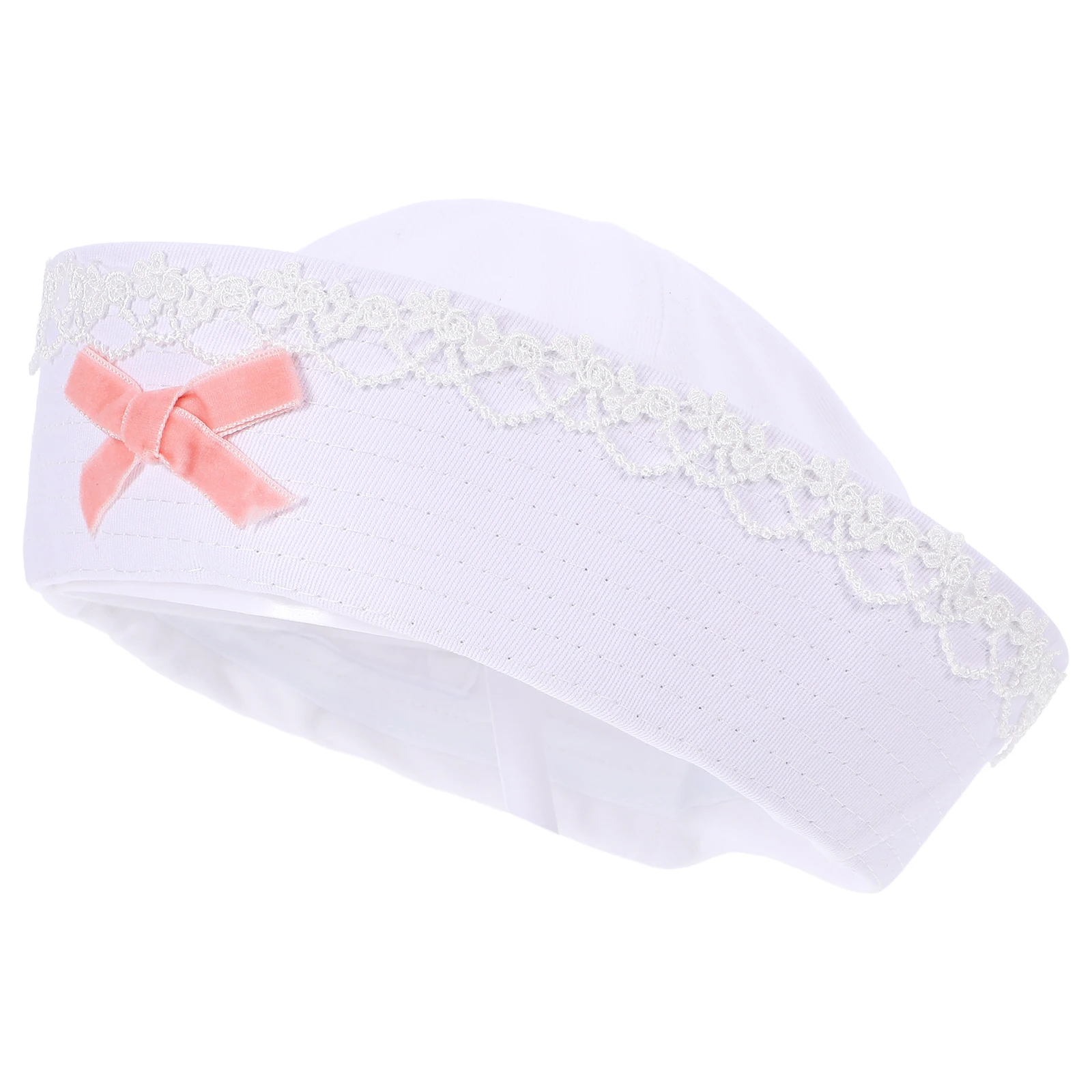 

Sailor Hat Beret Vintage Bowknot Nautical Hats for Women Decorative Cotton Cosplay Matching Style Fashionable Lace
