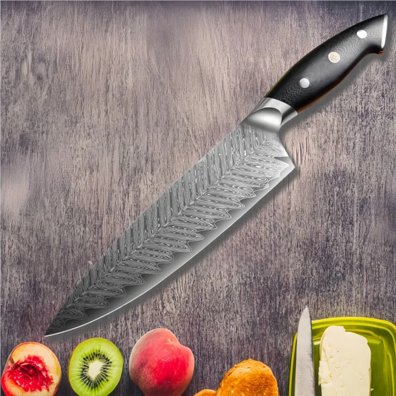 Damascus Chef Knife AUS-10 Steel 67-layer Vg10 Sharp Slicing Meat Knife Home Cooking Tools Fish Meat Cutting Cleaver Tool