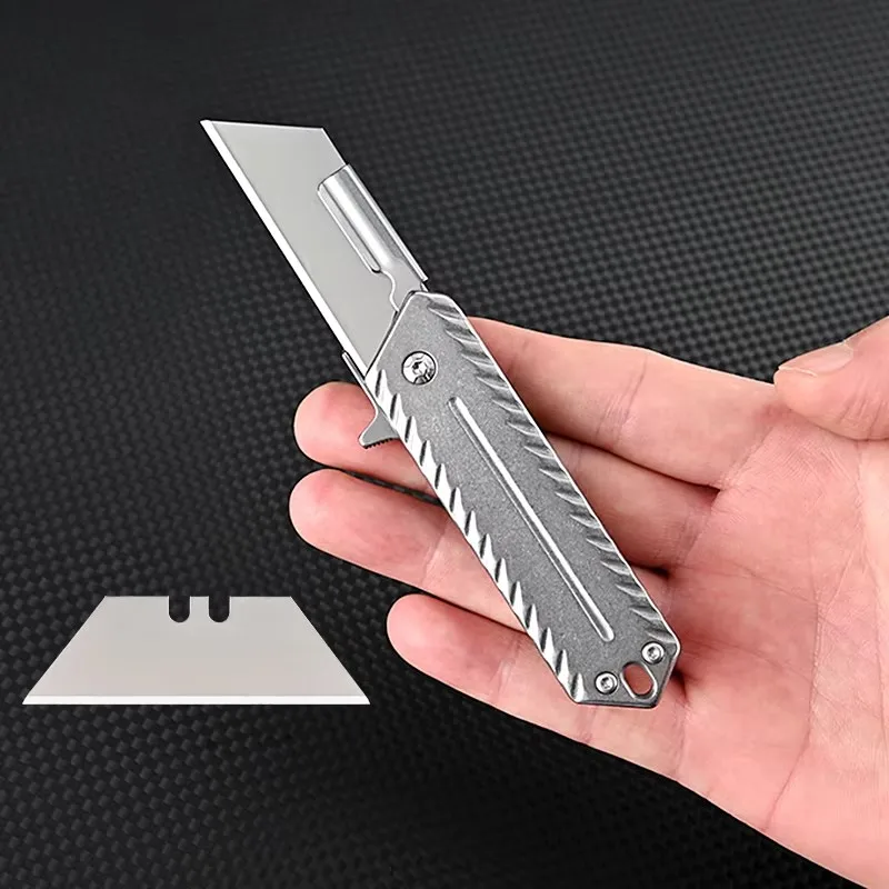 Stainless steel heavy-duty art knife, fast cutting paper knife, trapezoidal blade, replaceable carpet and wallpaper cutting knif