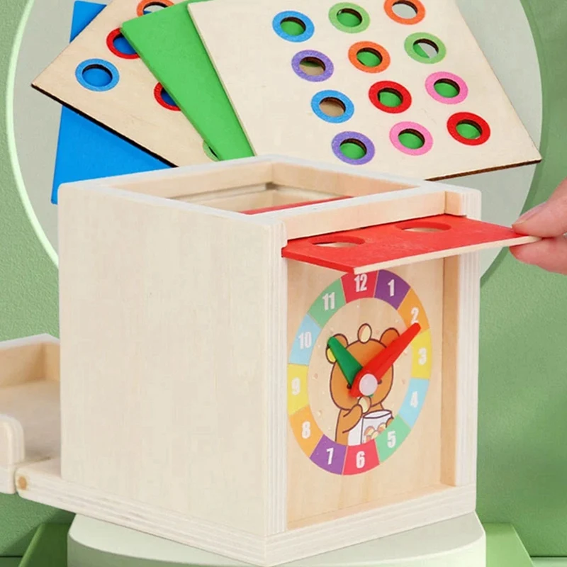 6-In-1 Wooden Montessori Toy Kit Object Permanence Box Play Set With Coin Box Carrot Harvest Shape Sorter Ball Drop Toy Durable