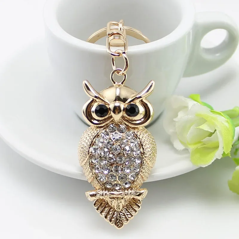 Owl Crystal Keyring Charm Pendant Handbag Purse Bag for Key Ring Chain Keychain