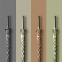 24K Windproof Long Umbrella Rain Women Simple Colors Golf Men Umbrella Leather Handle Big Umbrella Paraguas Guarda Chuva