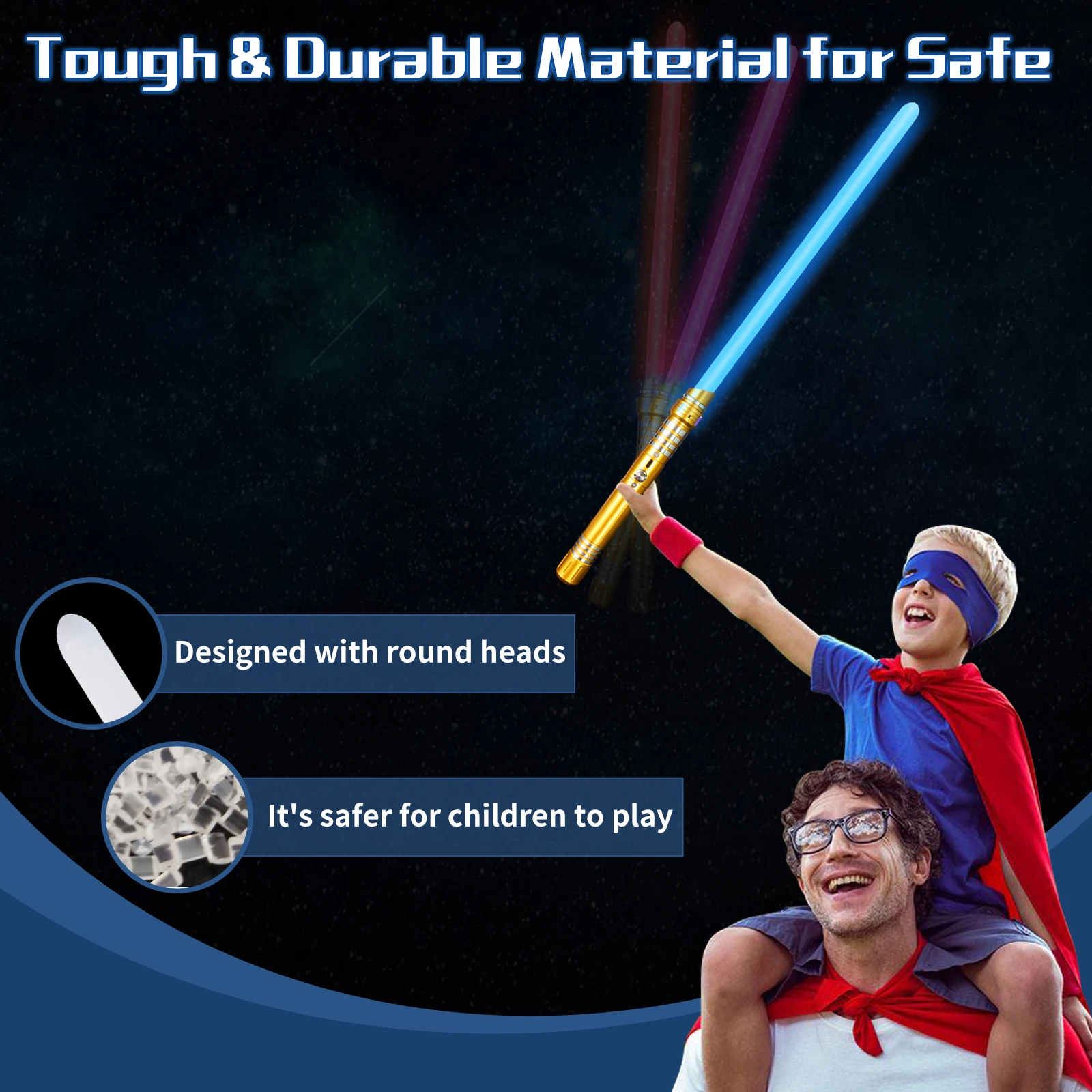 金属ハンドル RGB コスプレ両刃ライトセーバーレーザー剣 15 色変更 LED 切り替え可能な音と光男の子女の子ギフト用