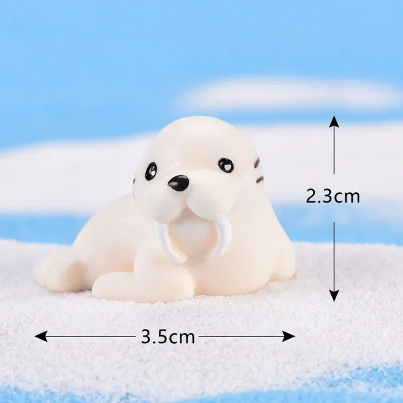 2PCS Miniature Sea Small Animal Walrus Model Ornaments Cute Morse Oceans Life Aquarium Action Figure Figurine Toys for Children