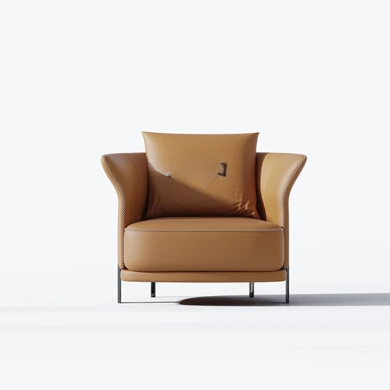 

Designer Single Leather Sofa Light Luxury Leisure Chair Nordic Living Room Balcony Home Italian Chair