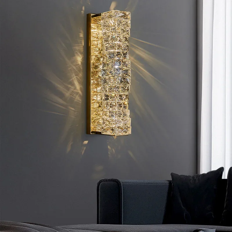 

Modern Gold Chrome Luxury Crystal Wall Light Sconce Led Lamp For Living Room Bedroom Tv Background Lights Indoor Home Fixtures