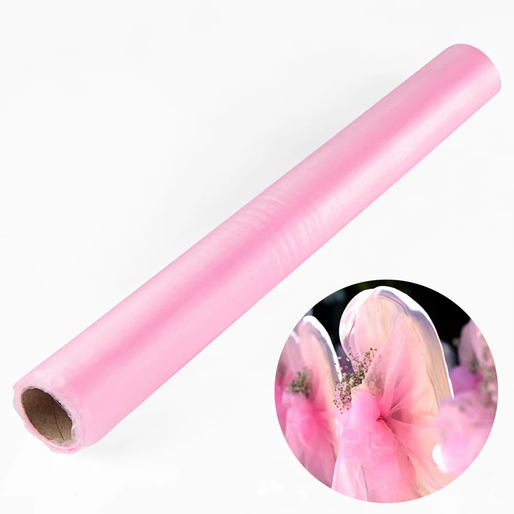 

900M 48Cm Wedding Tulle Roll Sheer Organza for Balloon Topiary Table Sash Bouquet Wrap Light Pink