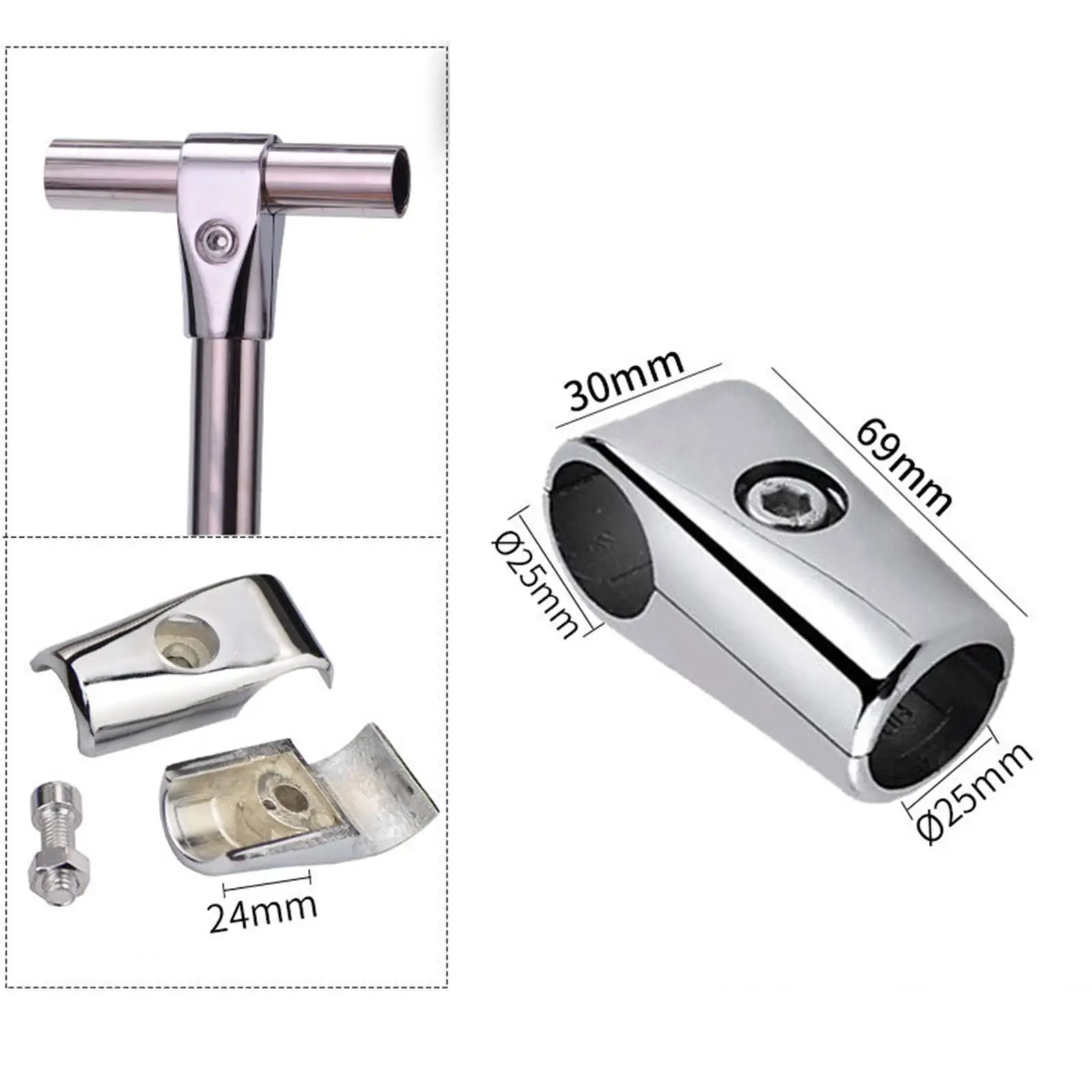 Quick Install Tee Pipe Connector Aluminum Alloy Tube Clamp for Cabinets and Storage Containers